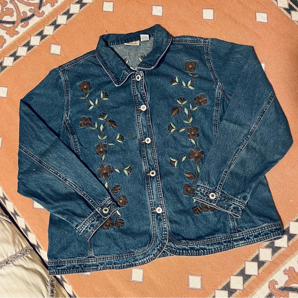 Vintage Crystal Kobe Floral Denim Jacket (XL)